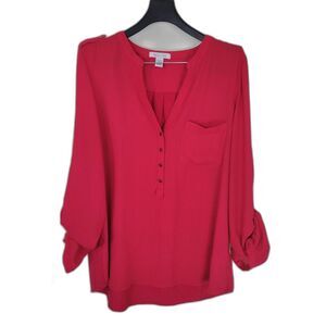 Kenneth Cole Reaction Red Button Down Blouse